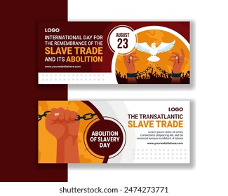 Sklavenhandel und Abolitionstag Horizontaler Banner Cartoon Handgezeichnete Vorlagen Hintergrundillustration