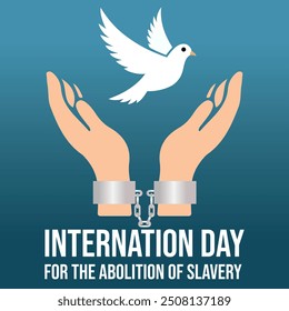 slave trade,inter-nation day of abolition of slavery,handcuffs are attached,flying pigeon,in background,