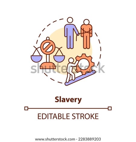 Slavery concept icon. Kidnapping and human trafficking. Injustice. Justice issue abstract idea thin line illustration. Isolated outline drawing. Editable stroke. Arial, Myriad Pro-Bold fonts used