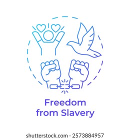 Slavery freedom blue gradient concept icon. Social justice, democracy. Human rights. Round shape line illustration. Abstract idea. Graphic design. Easy to use in infographic, presentation