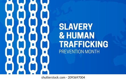 Slavery and Human Trafficking Prevention Month Background Illustration Banner with Chains