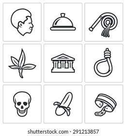 Slavery icons set. Vector Illustration.
Isolated Flat Icons collection on a white background for design