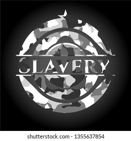 Slavery on grey camouflaged pattern