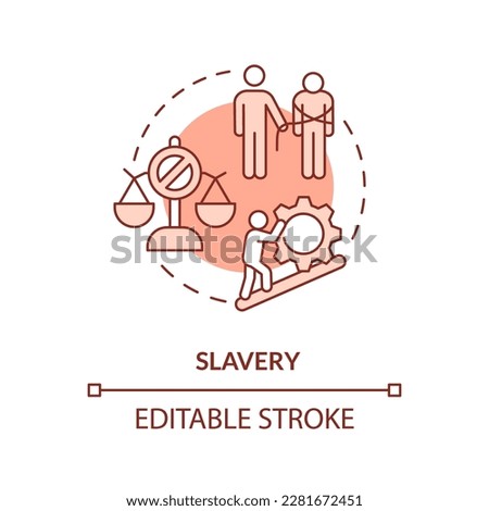 Slavery red concept icon. Kidnapping and human trafficking. Injustice. Justice issue abstract idea thin line illustration. Isolated outline drawing. Editable stroke. Arial, Myriad Pro-Bold fonts used