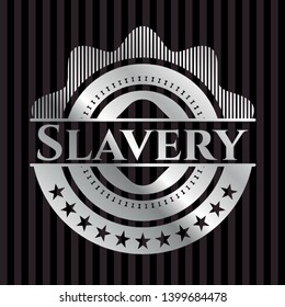 Slavery silvery shiny emblem. Vector Illustration. Mosaic.