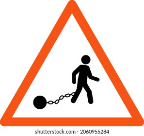 Ilustración vectorial de advertencia de esclavitud. Un diseño de ilustración plana del icono de advertencia de esclavitud en un fondo blanco.
