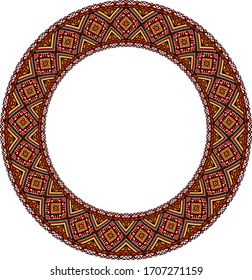 Slavic folk embroidery, circular ornament, cross-stitch. Vector illustration.