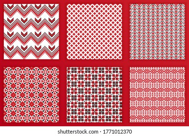 Se establecen patrones eslavos geométricos sin costura. Ilustración vectorial de los fondos de bordado eslavo para sus proyectos de diseño