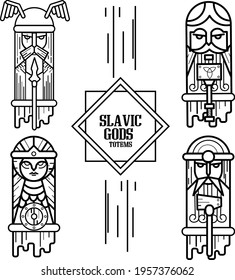 Slavic Gods totems on a white background. Stock Vector.