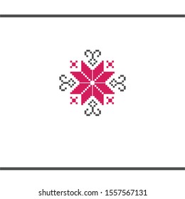 Slavic national pattern. Textile embroidery. Pixel art. Logo design template