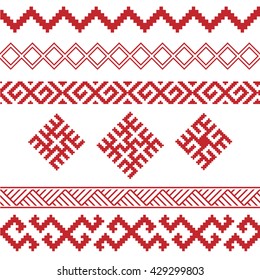 slavic ornamental elements set