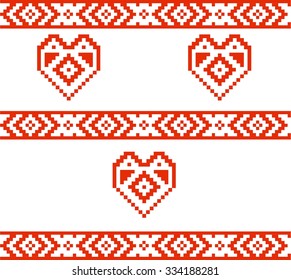 Slavic red and Belarusian national ornament. Embroidery.Vector illustration. 