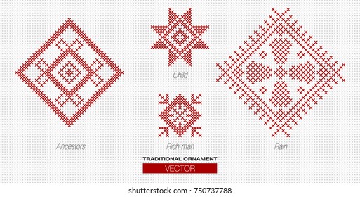 Slavic red and Belarusian national symbol, ornament. Embroidery