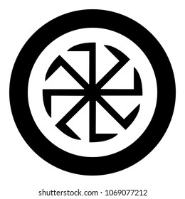 Slavic slavonis symbol Kolovrat sign sun icon black color