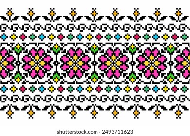 THE SLAVIC UKRAINIAN TRADITIONAL FLORAL CROSS-STITCH 