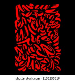 Slavonic Calligraphy style Vertical Poster. Brushpen slav art, paint brush or tassel ornate for invitation card template. Scribble and ink scratch theme