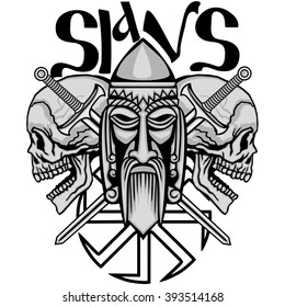 slavs coat of arms with skull, grunge.vintage design t-shirts
