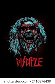 Slayer, zombie Disciple, heavy metal, horror illustration