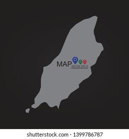sle of man map vector silhouette, Isle of Man map with long shadow on white background. Black map in a flat design style. Vector illustration, easy to edit. - Vector