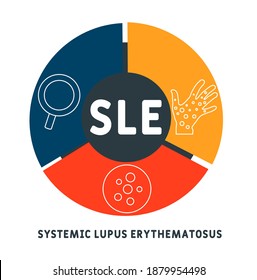 SLE - systemic lupus erythematosus acronym. medical concept background. vector illustration concept with keywords and icons. lettering illustration with icons for web banner, flyer, landing page