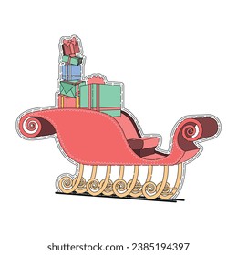 Sled Character for Merry Christmas, Isolated in Retro Cartoon Style