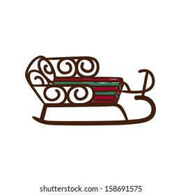 Sled. Christmas and New year design element isolated on white