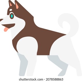 Sled dog icon. Happy husky. Cute siberian animal