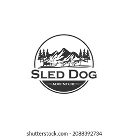 Sled dog with mountain vector logo images