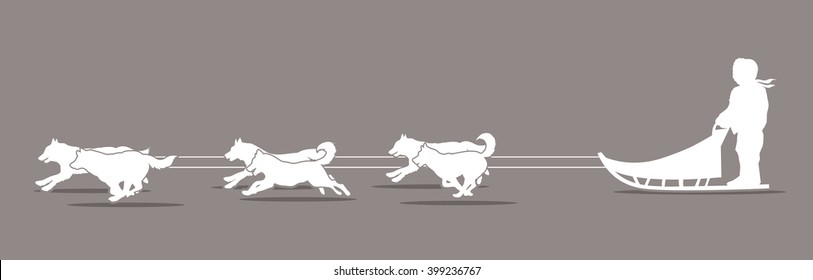 Sled Dogs graphic vector.