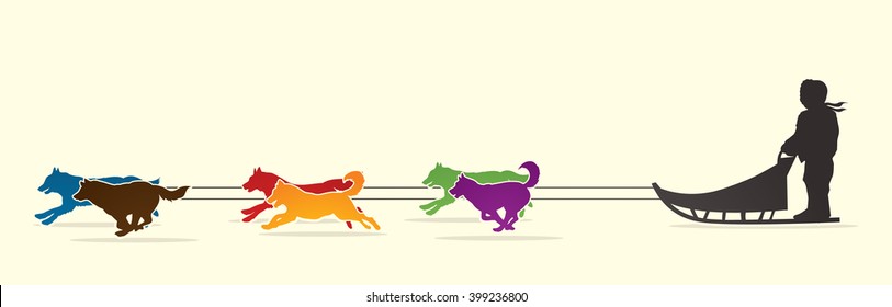 Sled Dogs Graphic Vector.