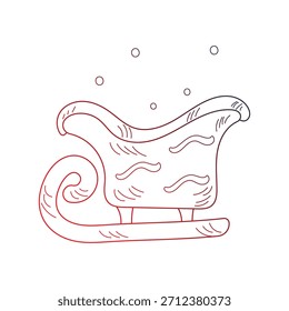 Icono de doodle de trineo con Vector de fondo blanco