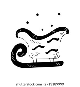 Icono de doodle de trineo con Vector de fondo blanco