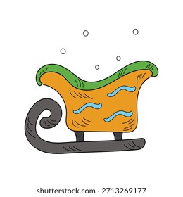 Icono de doodle de trineo con Vector de fondo blanco
