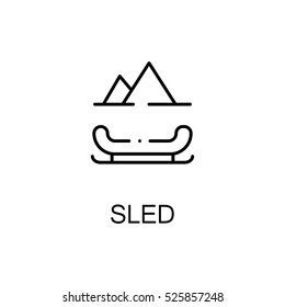 Sled flat icon. Single high quality outline symbol of winter for web design or mobile app. Thin line signs of sled for design logo, visit card, etc. Outline pictogram of sled