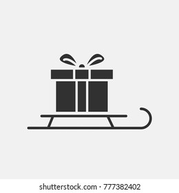 Sled in gift icon illustration isolated vector sign symbol