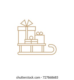 sled with gifts christmas sled line vector icon