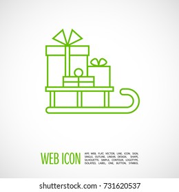 sled with gifts christmas sled line vector icon