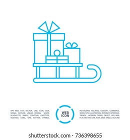 sled with gifts christmas sled line vector icon