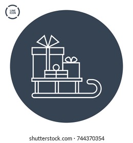 sled with gifts christmas sled line vector icon