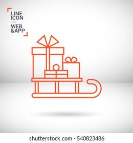 sled with gifts isolated minimal icon. christmas sled graph line vector icon for websites and mobile minimalistic flat design. 