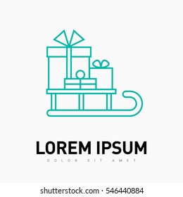 sled with gifts isolated minimal icon. christmas sled graph line vector icon for websites and mobile minimalistic flat design. 