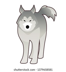 Sled husky dog of polar race cartoon style isolated on white background