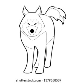 Sled husky dog of polar race cartoon style isolated on white background
