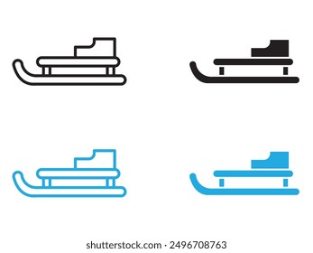 Sled icon black and white vector outline sign