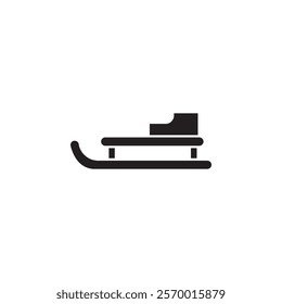 Sled icon black and white vector outline sign