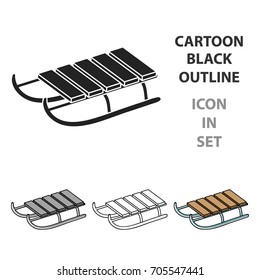 Sled icon in cartoon style isolated on white background. Ski resort symbol stock vector illustration.