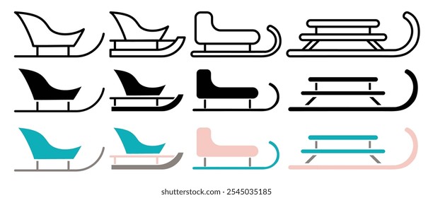 Sled icon collection on white background