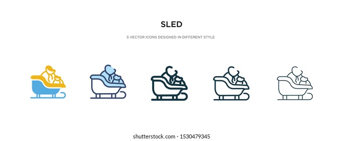 sled icon in different style vector illustration. two colored and black sled vector icons designed in filled, outline, line and stroke style can be used for web, mobile, ui