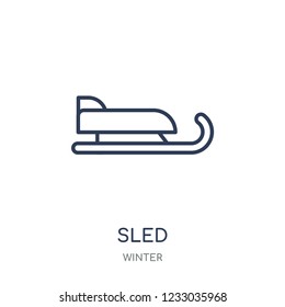 Sled Icon. Sled Linear Symbol Design From Winter Collection. Simple Outline Element Vector Illustration On White Background