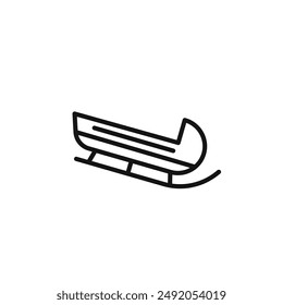 Sled icon outline collection in black and on white background